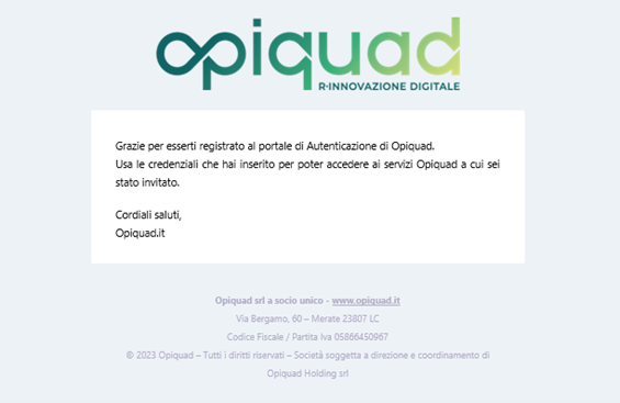 Email ringraziamento - Opiquad